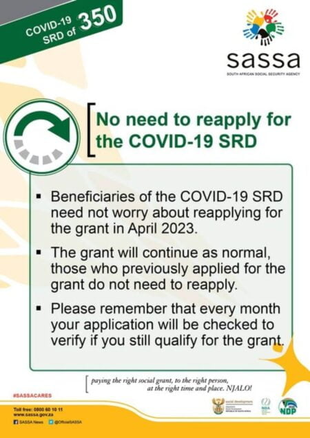 No Need to Reapply for SRD R350 Grant