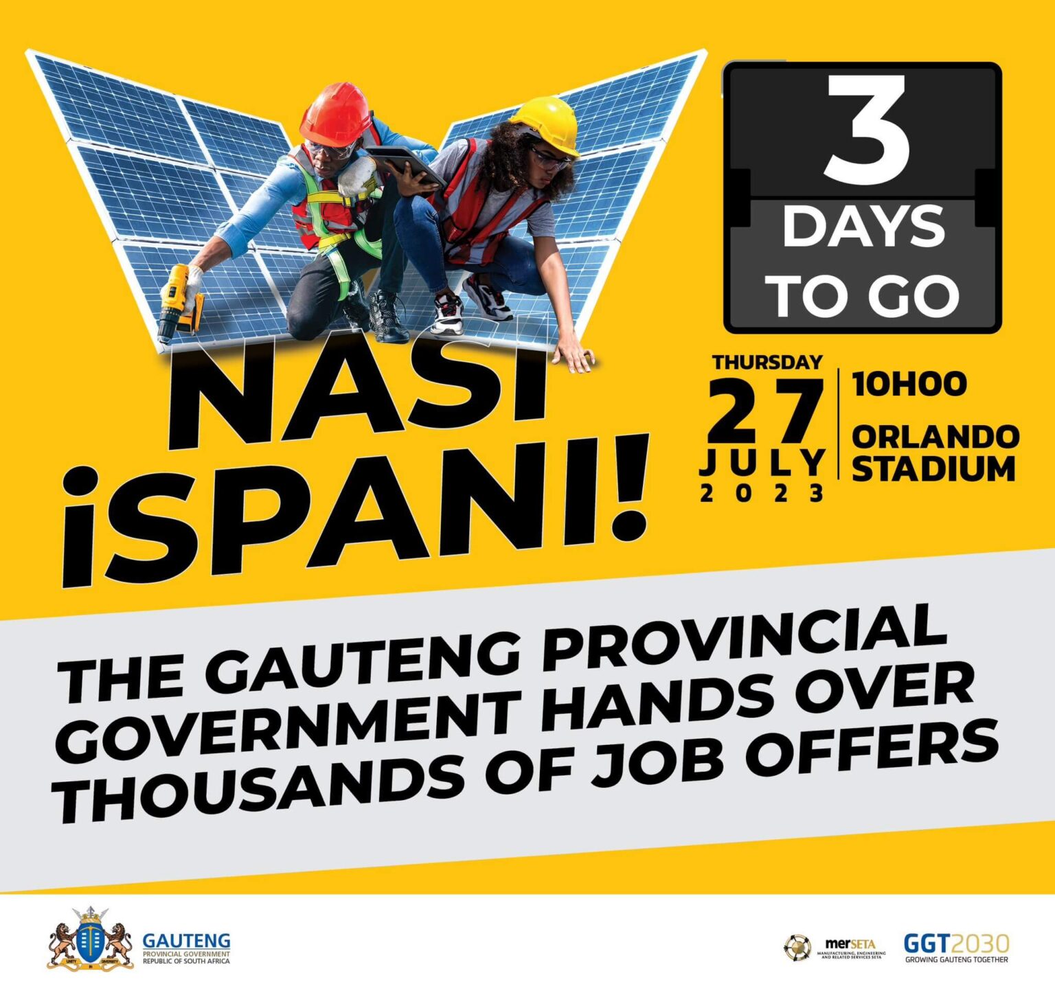 Nasi iSpani: The Gauteng Provincial Government to Hand Over Thousands of Job Offers Nasi iSpani